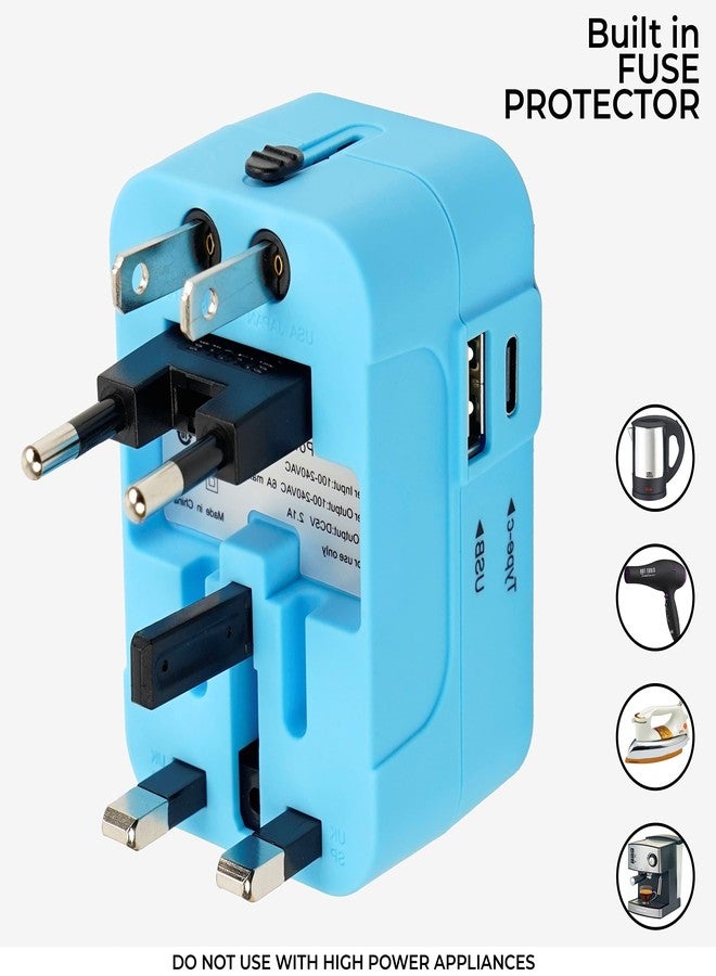 rts محول سفر عالمي من rts مزود بمنفذ USB من النوع C، قابس محول عالمي 3 في 1، ملحقات سفر مع منفذ USB واحد، ومنفذ USB-C واحد بقدرة 2.4 أمبير، محول سفر دولي متعدد المنافذ للهاتف والكمبيوتر المحمول - Image 2